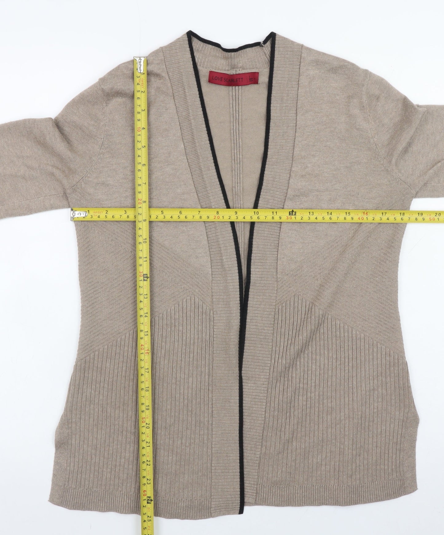 Love Scarlett Women Beige V-Neck Knit Cardigan Small