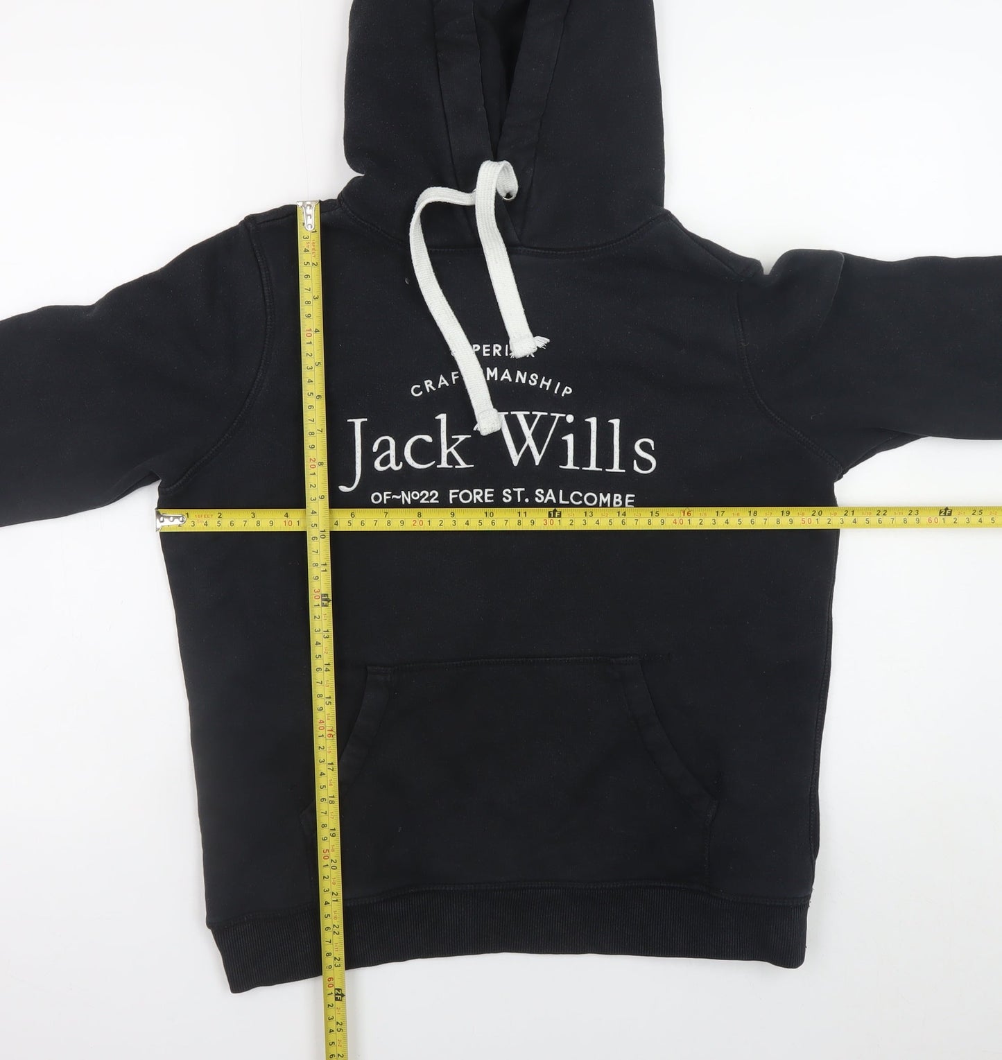 Jack Wills Womens Black UK 12 Pullover Hoodie with Logo Print