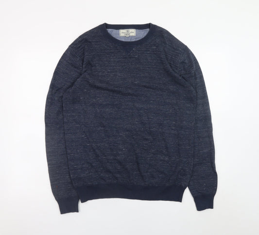 Next Men's Blue Cotton Blend Crew Neck Jumper Size L