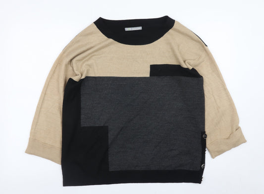 Marks and Spencer Women Beige Black Geometric Pullover Jumper UK 12