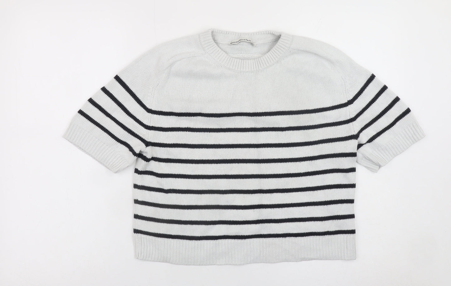 Abercrombie & Fitch Womens White Striped Short Sleeve Jumper XS
