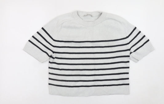 Abercrombie & Fitch Womens White Striped Short Sleeve Jumper XS