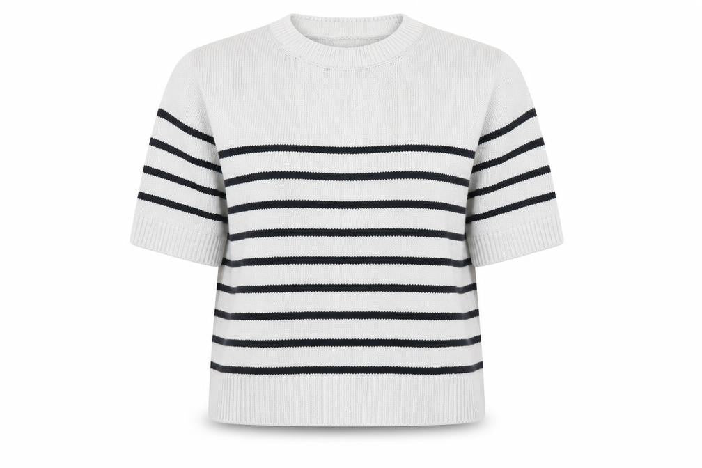 Abercrombie & Fitch Womens White Striped Short Sleeve Jumper XS