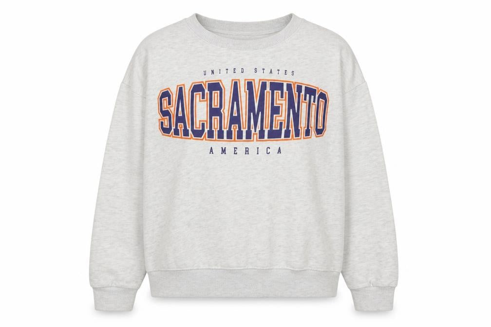 Pull&Bear Women Grey Sacramento Graphic Pullover Sweatshirt M