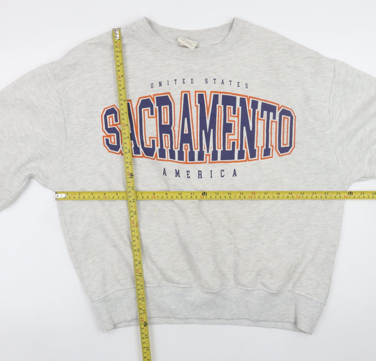 Pull & Bear Women Grey Sacramento Graphic Pullover Sweatshirt M