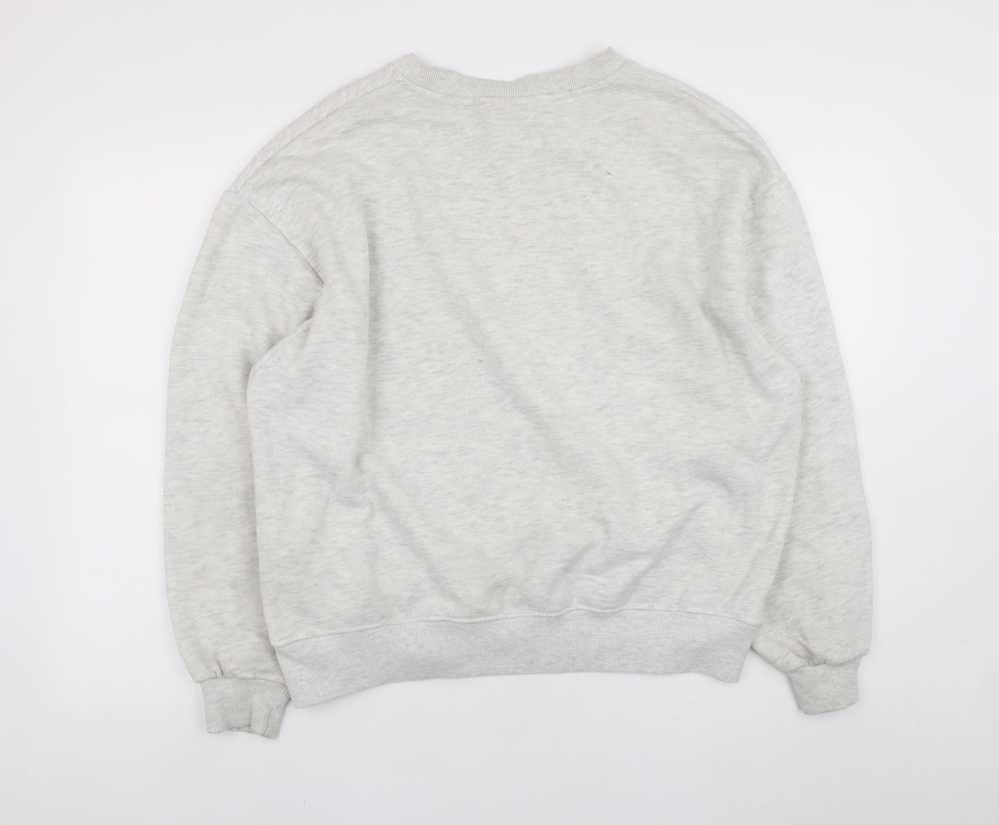 Pull & Bear Women Grey Sacramento Graphic Pullover Sweatshirt M