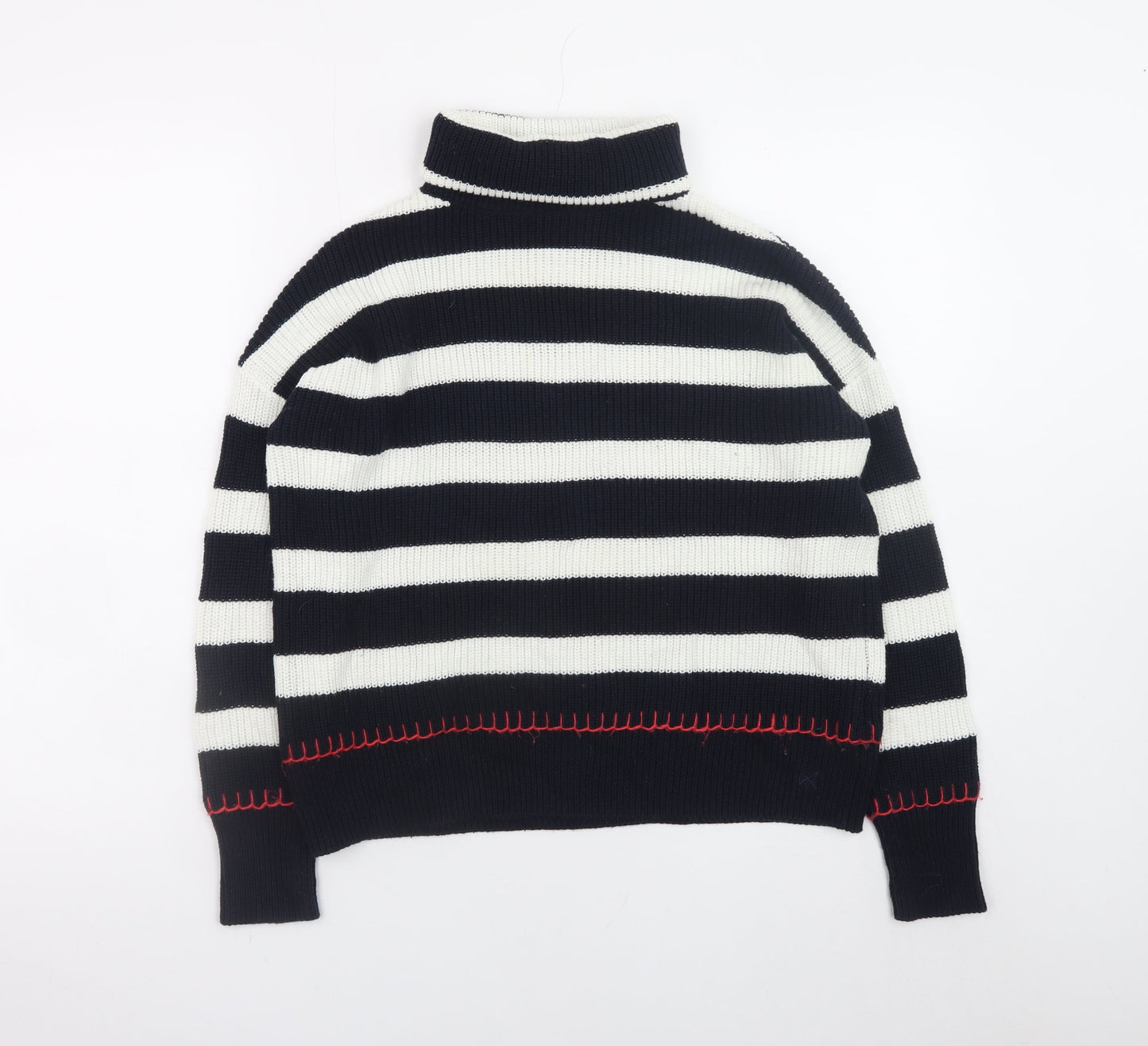 Crew Clothing Company Womens Navy Stripe Roll Neck Jumper Size 8