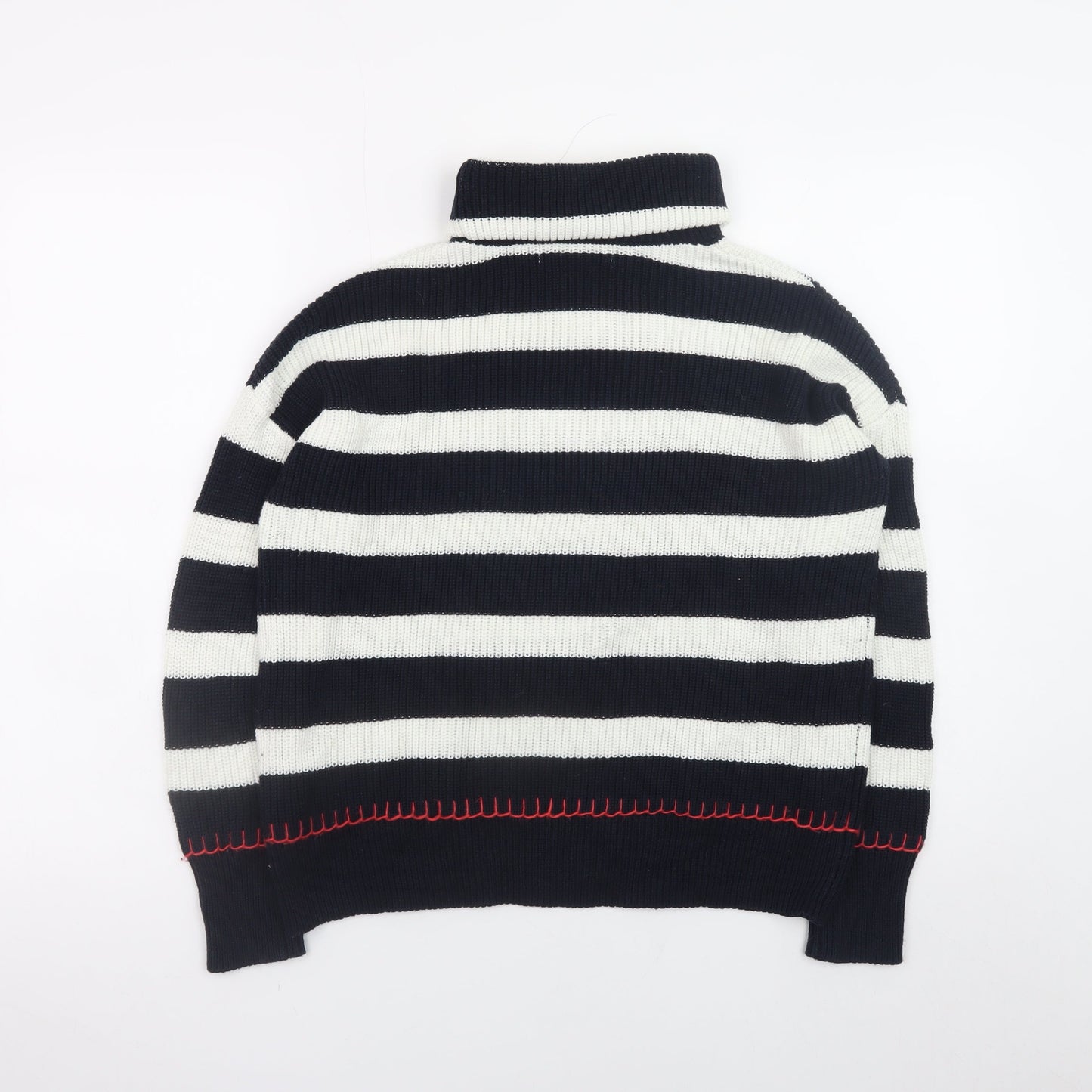 Crew Clothing Company Womens Navy Stripe Roll Neck Jumper Size 8
