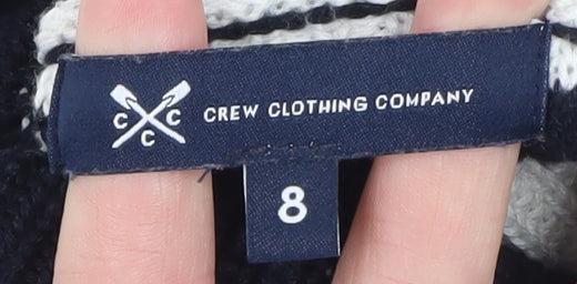 Crew Clothing Company Womens Navy Stripe Roll Neck Jumper Size 8