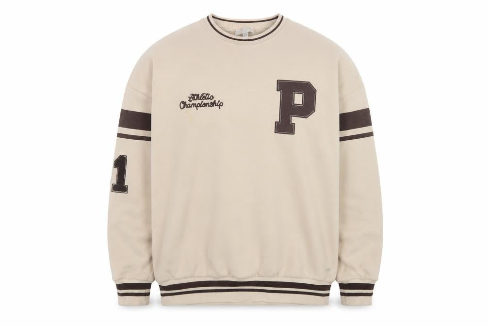 Pull&Bear Teens Beige College Pullover Sweatshirt M