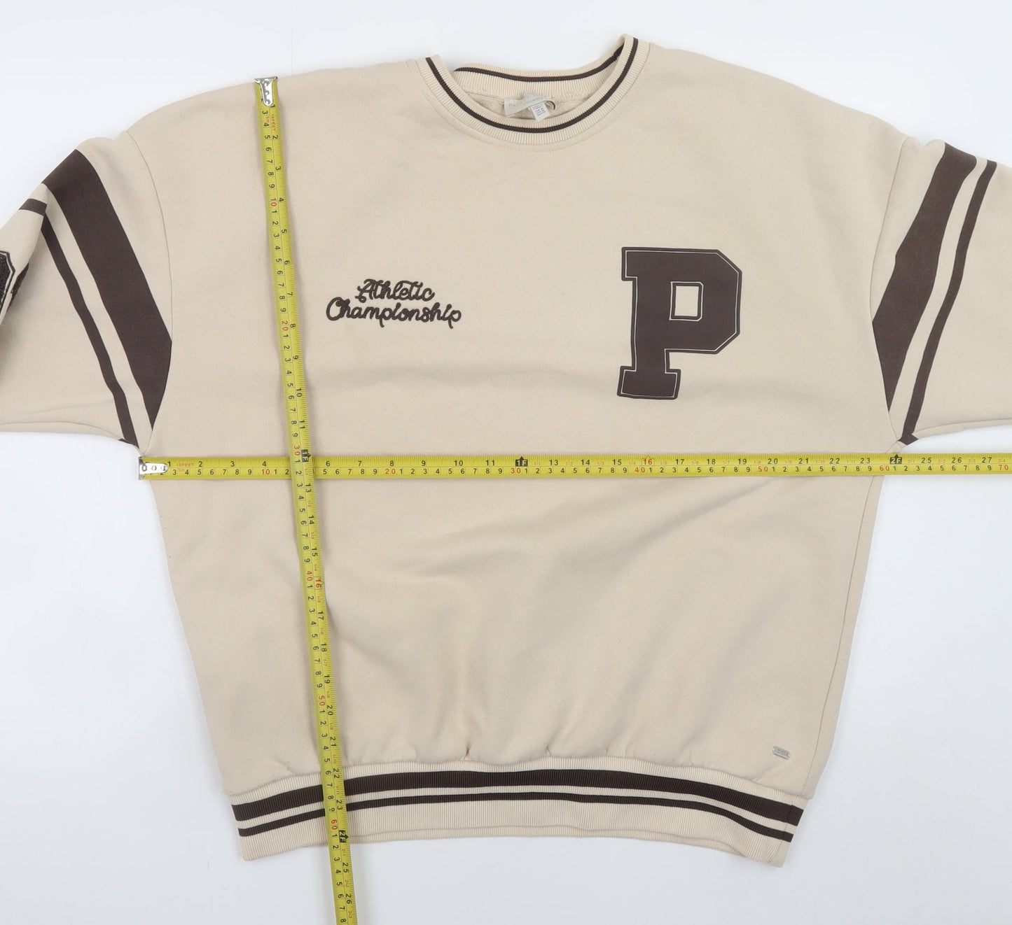 Pull & Bear Teens Beige College Pullover Sweatshirt M