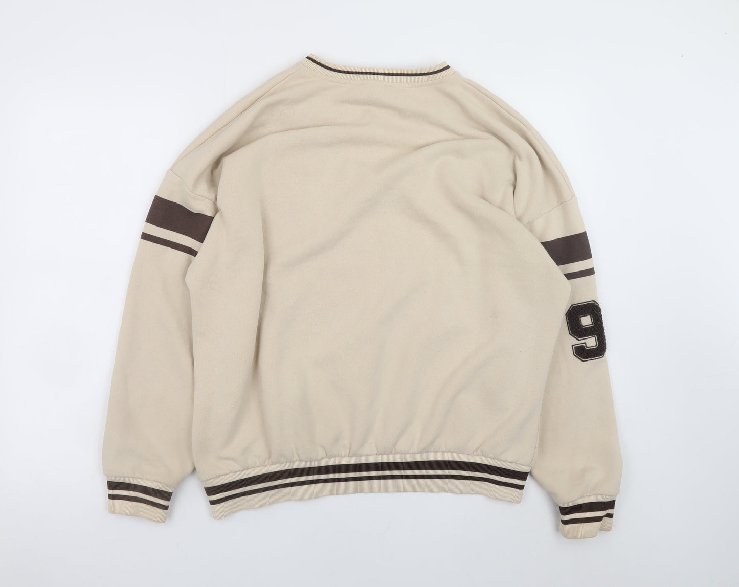 Pull & Bear Teens Beige College Pullover Sweatshirt M