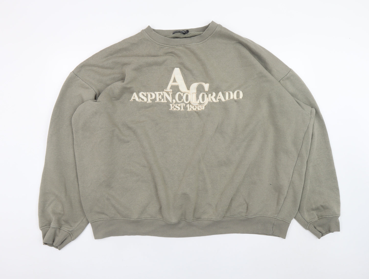 PrettyLittleThing Unisex Beige Logo Pullover Sweatshirt 3XL Relaxed Fit