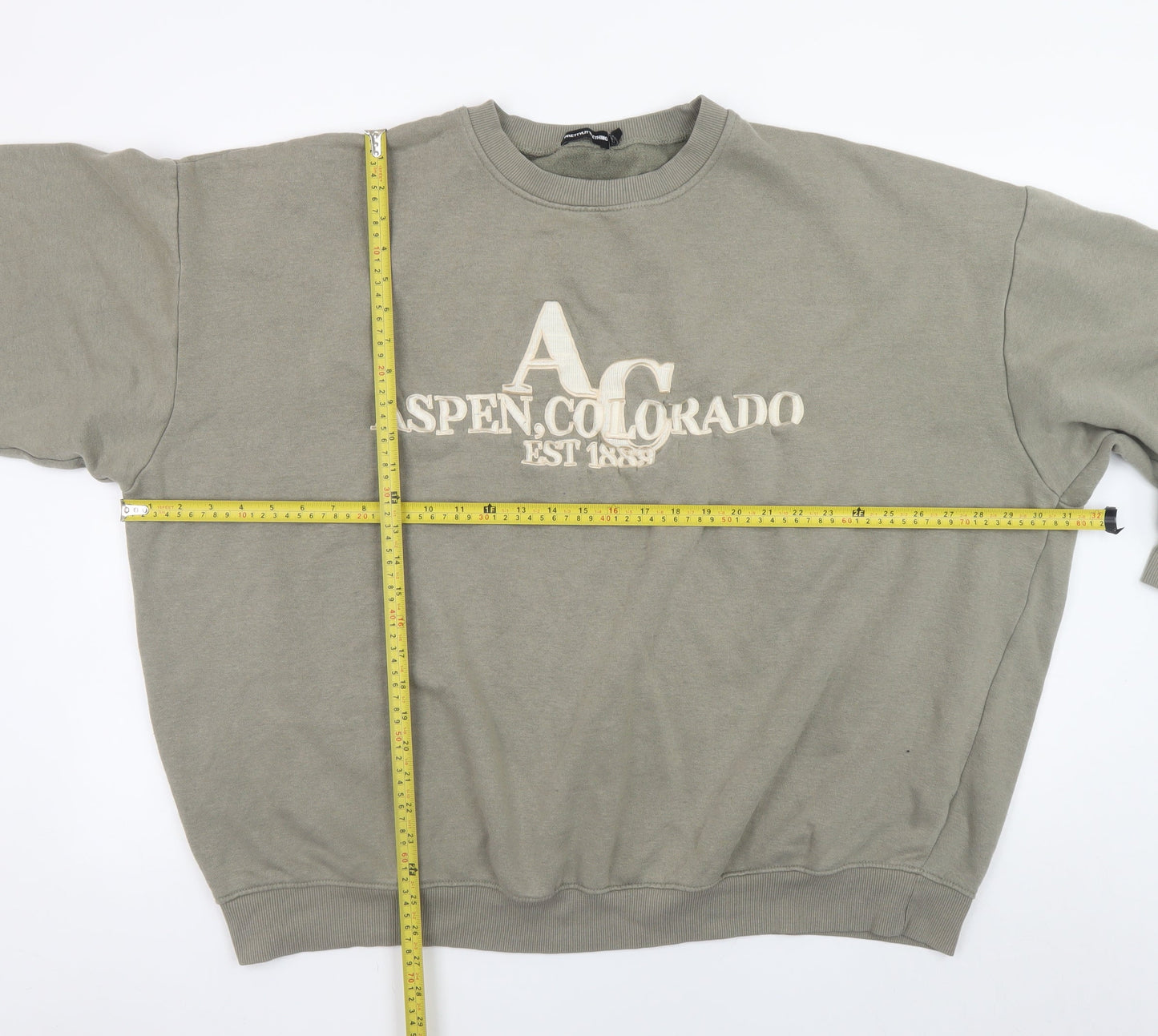 PrettyLittleThing Unisex Beige Logo Pullover Sweatshirt 3XL Relaxed Fit