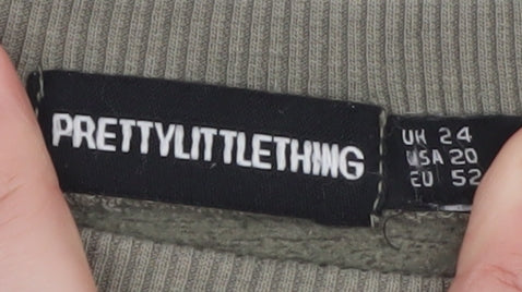 PrettyLittleThing Unisex Beige Logo Pullover Sweatshirt 3XL Relaxed Fit