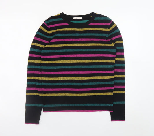 Tu Women’s Multicoloured Striped Crew Neck Knit Jumper Size 8