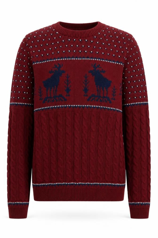 Topman Men's Red Cable-Knit Christmas Jumper Size S