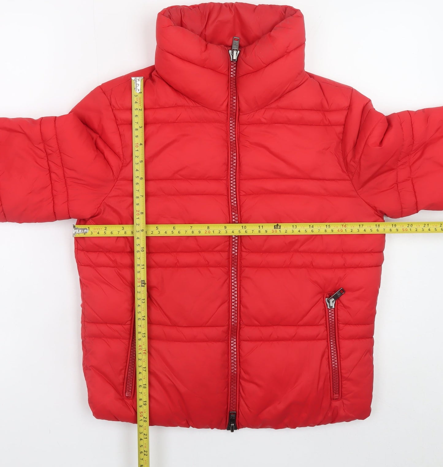 SH Collection Women's Red Puffer Jacket Size S Quilted Zip Winter Coat