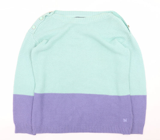 Crew Clothing Women Mint & Lilac Button Shoulder Jumper Size 12