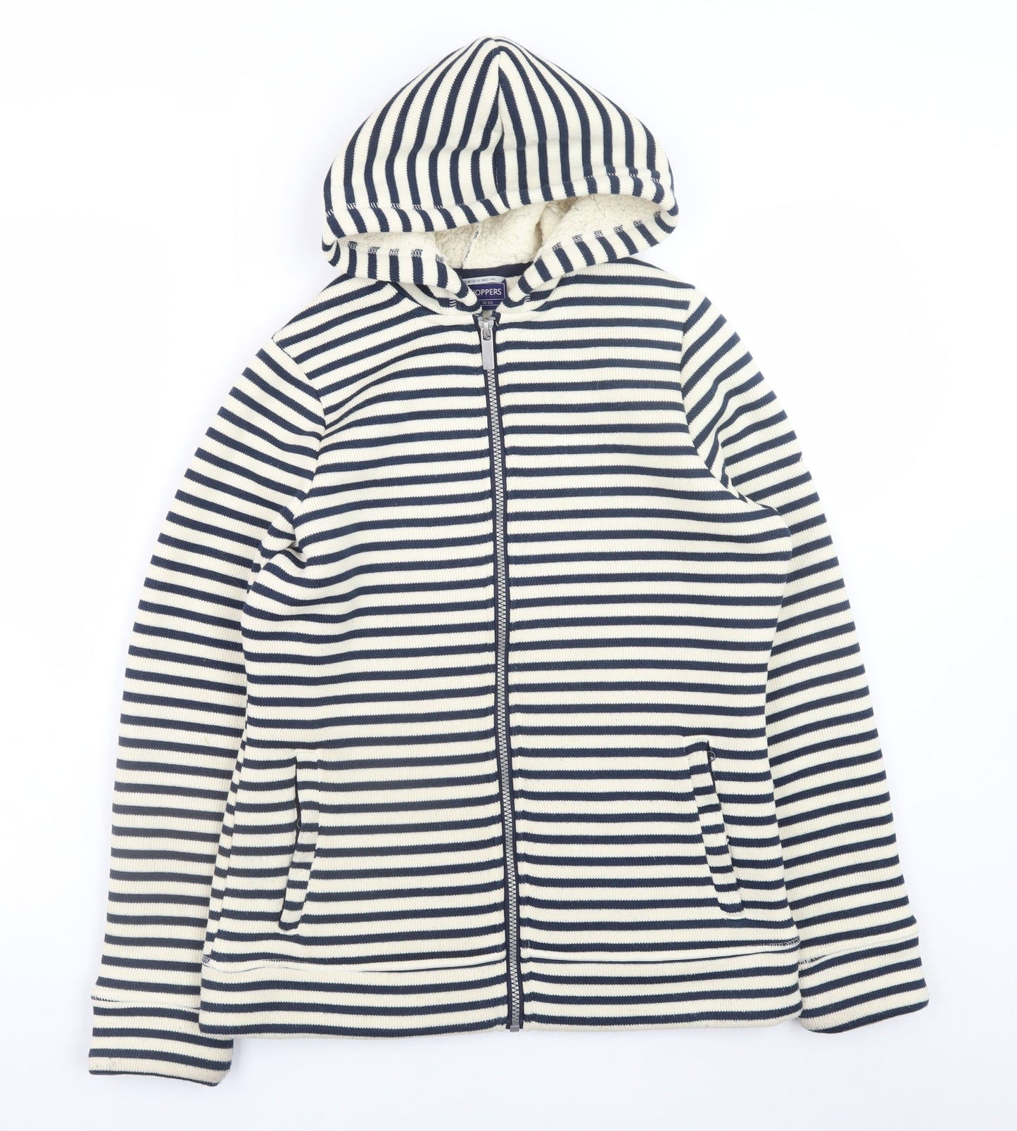 Craghoppers Womens Blue Stripe Full Zip Hoodie UK 10 Fleece Lined