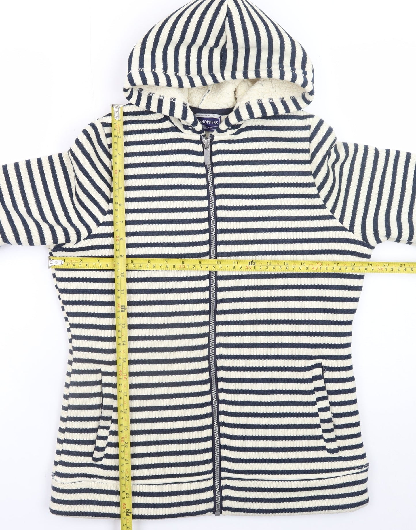 Craghoppers Womens Blue Stripe Full Zip Hoodie UK 10 Fleece Lined