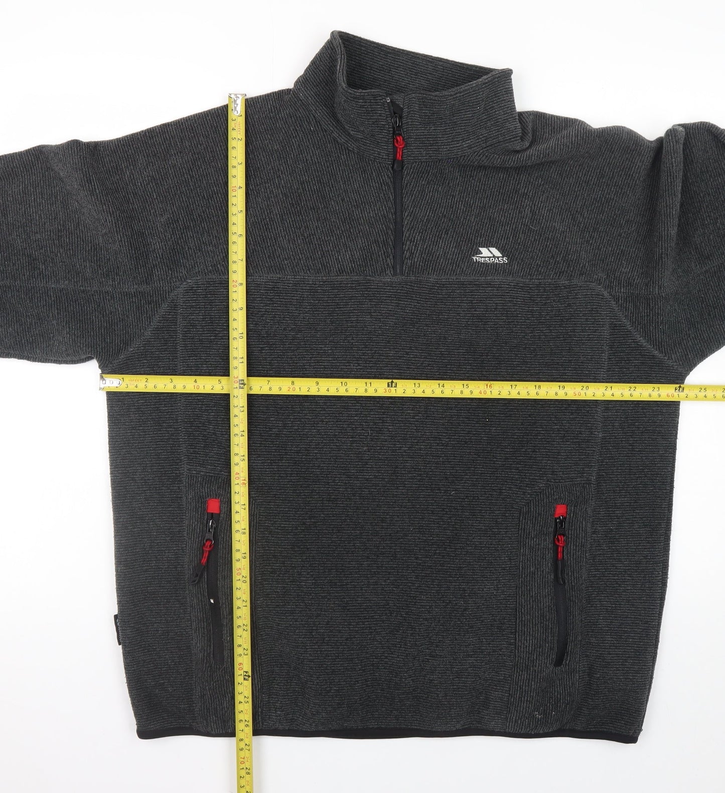 Trespass Men's Grey 1/4 Zip Fleece Sweatshirt L Outdoor Pullover