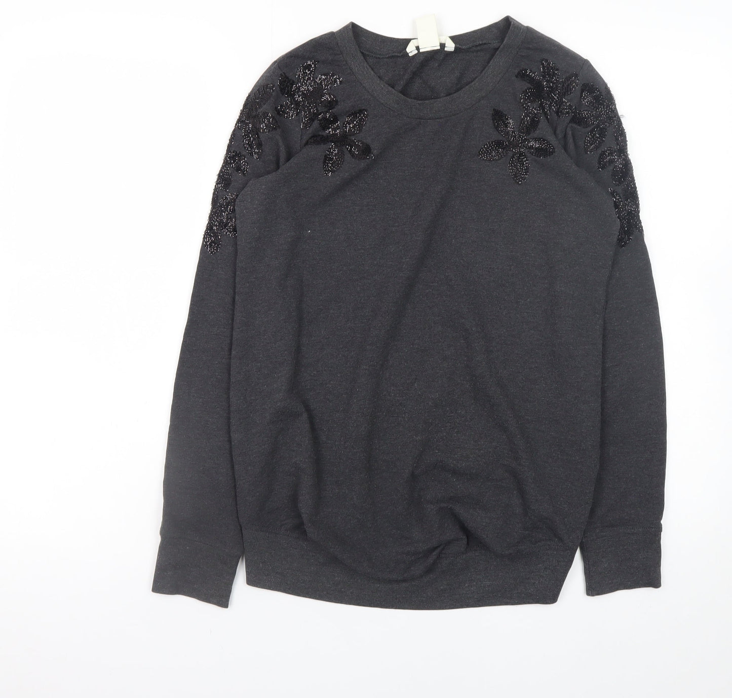 H&M MAMA Women's Grey Beaded Shoulder Maternity Pullover Jumper Size 8