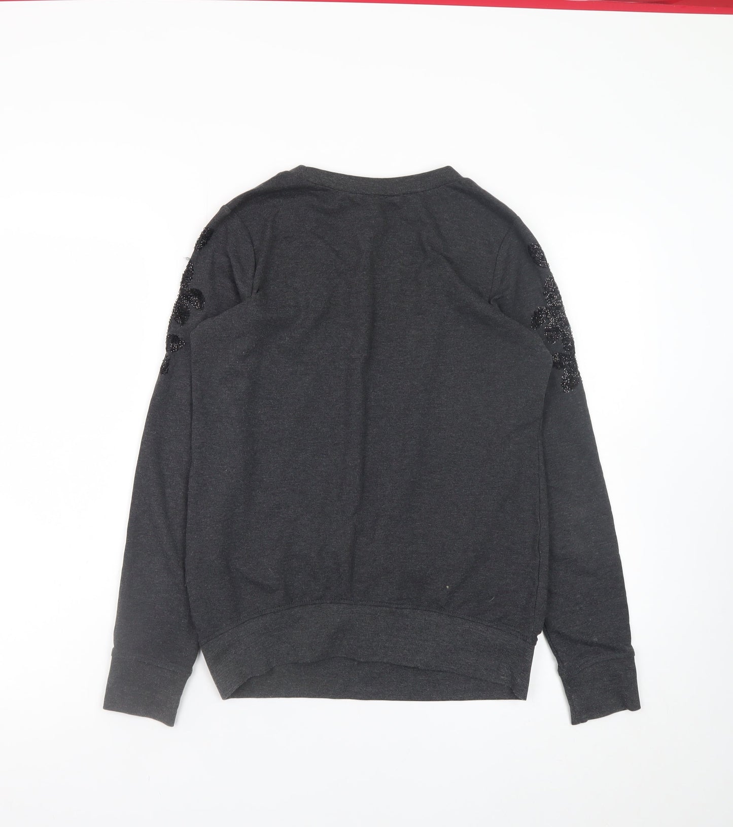 H&M MAMA Women's Grey Beaded Shoulder Maternity Pullover Jumper Size 8