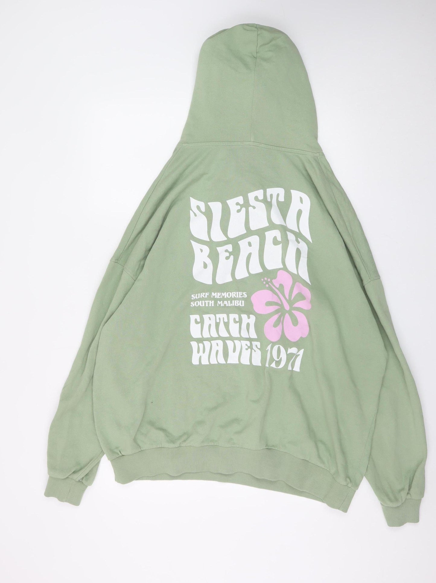 Pull&Bear Teen Green Graphic Pullover Hoodie Size L