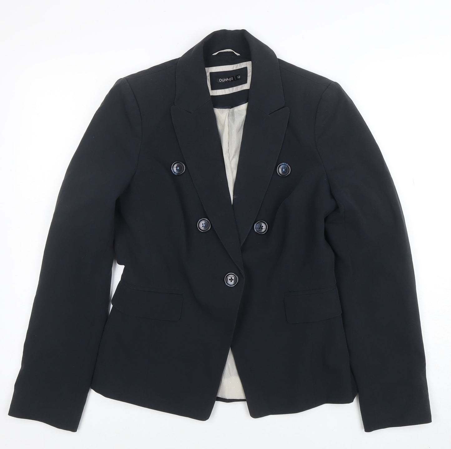 Dunnes Women Navy Double-Breasted Blazer Size 10 Classic Workwear