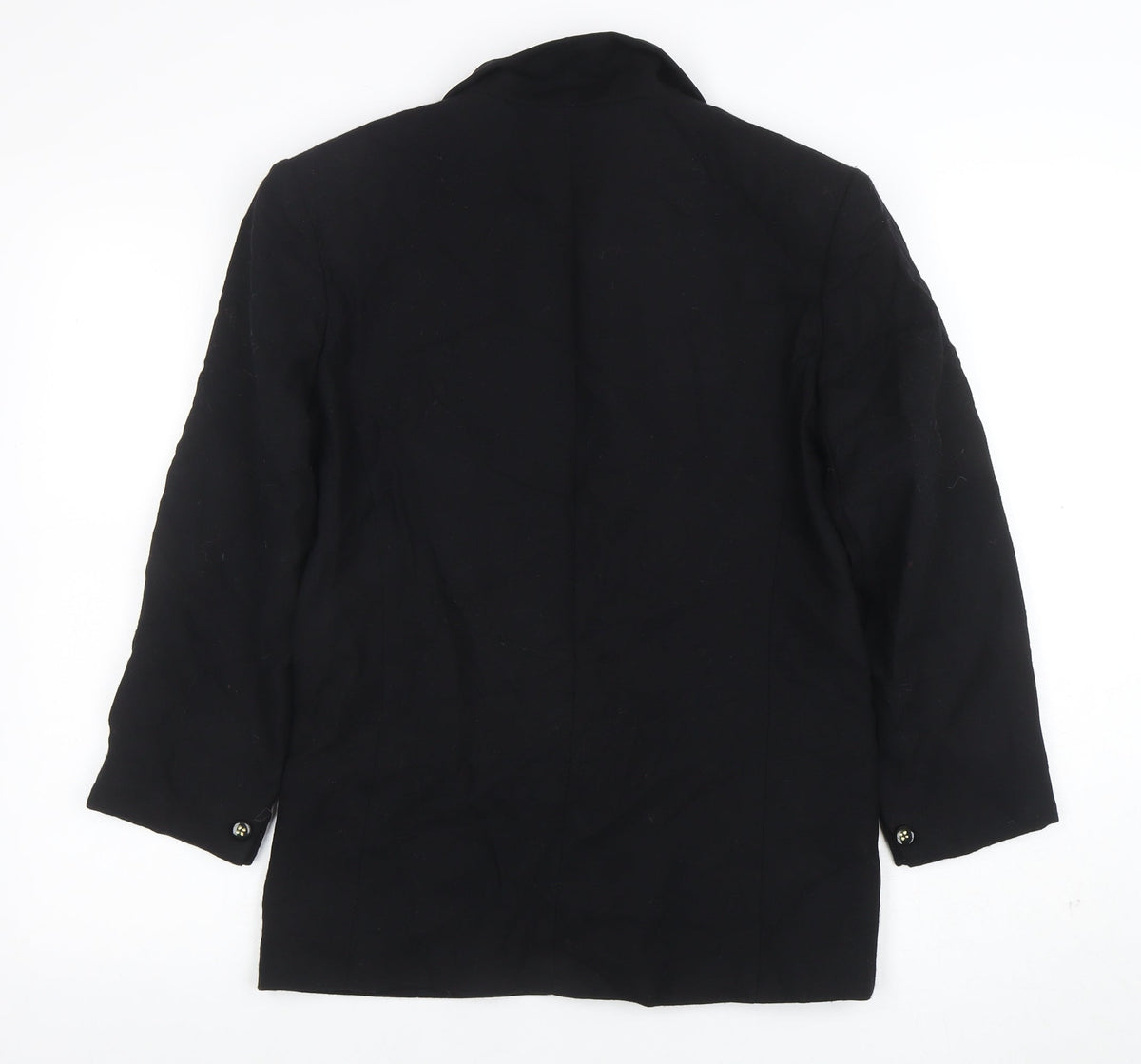 Viyella Women Black Wool Blazer UK 12 Shawl Lapel Double-Breasted