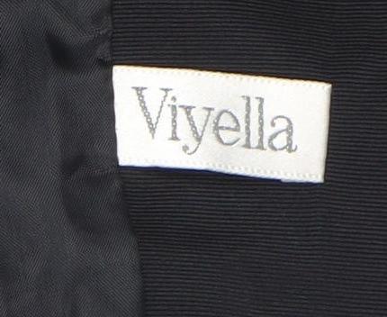 Viyella Women Black Wool Blazer UK 12 Shawl Lapel Double-Breasted