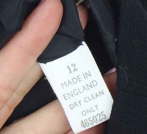 Viyella Women Black Wool Blazer UK 12 Shawl Lapel Double-Breasted