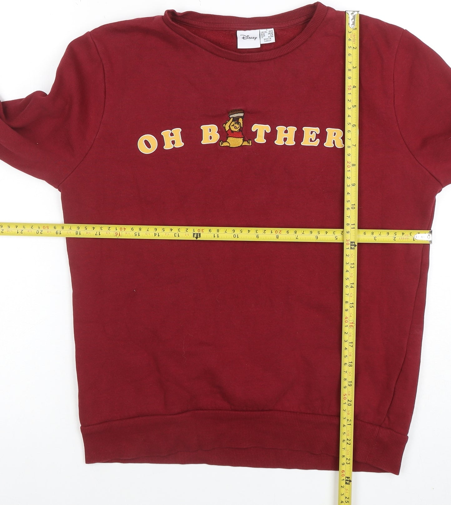 Disney Women Burgundy Sweatshirt S Winnie the Pooh Oh Bother Crew Neck