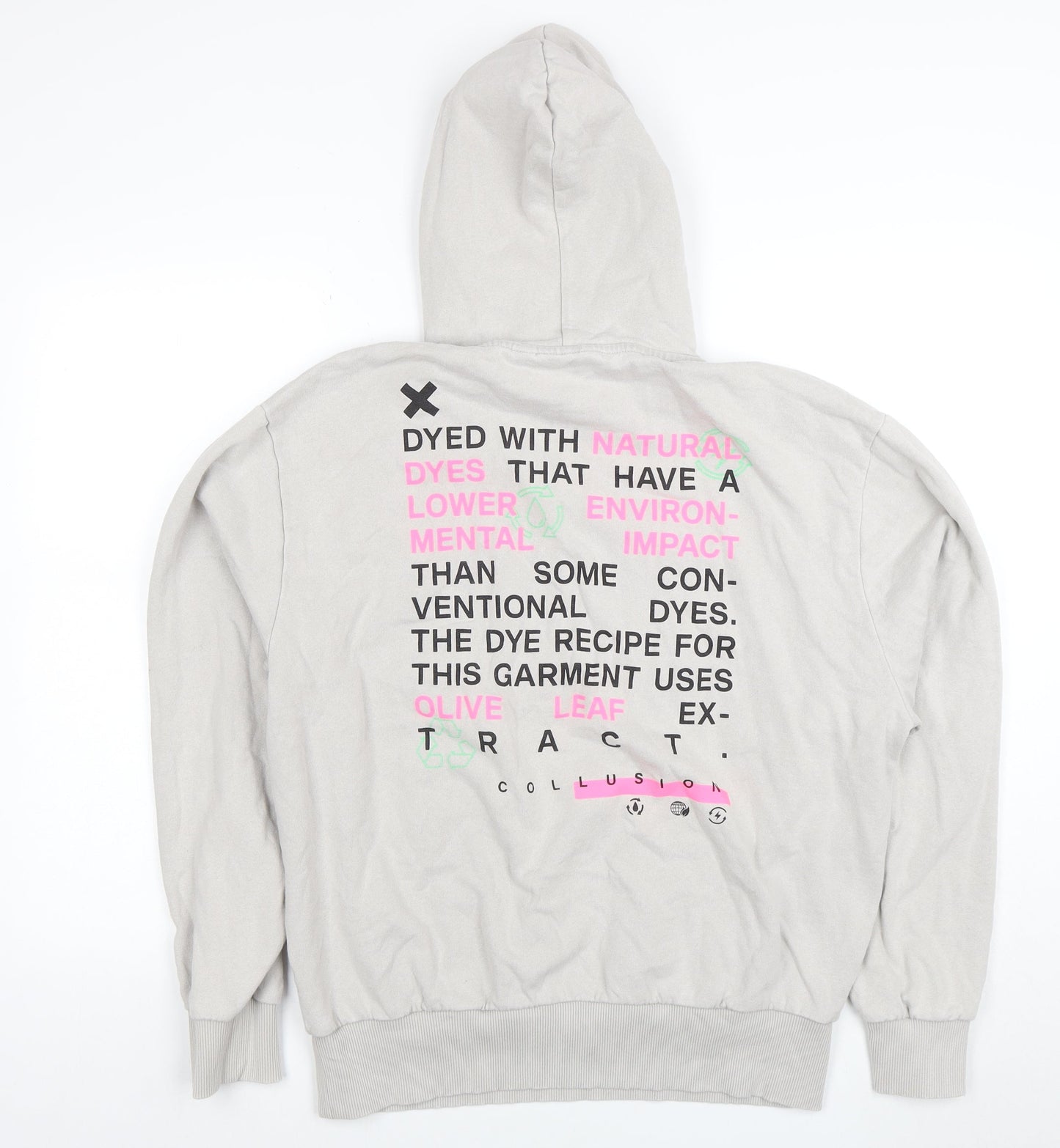 Collusion Men's Beige Graphic Pullover Hoodie Size M