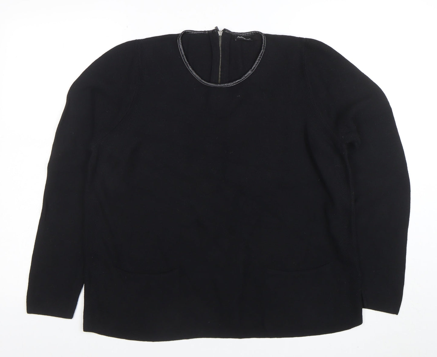 Marks and Spencer Women’s Black Crew Neck Wool Blend Zip Back Jumper Size 18