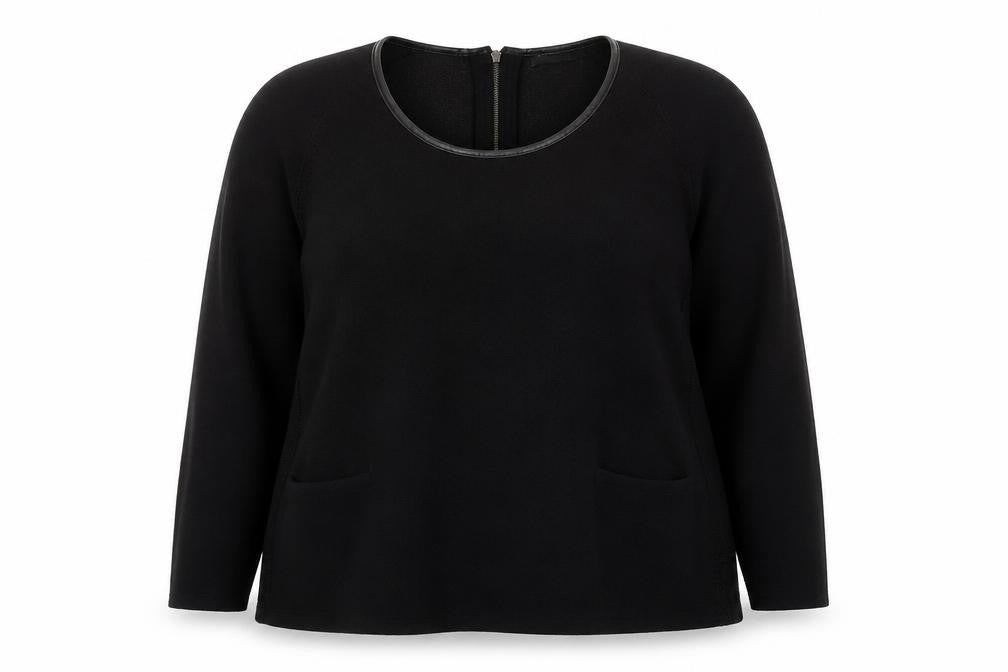 Marks and Spencer Women’s Black Crew Neck Wool Blend Zip Back Jumper Size 18