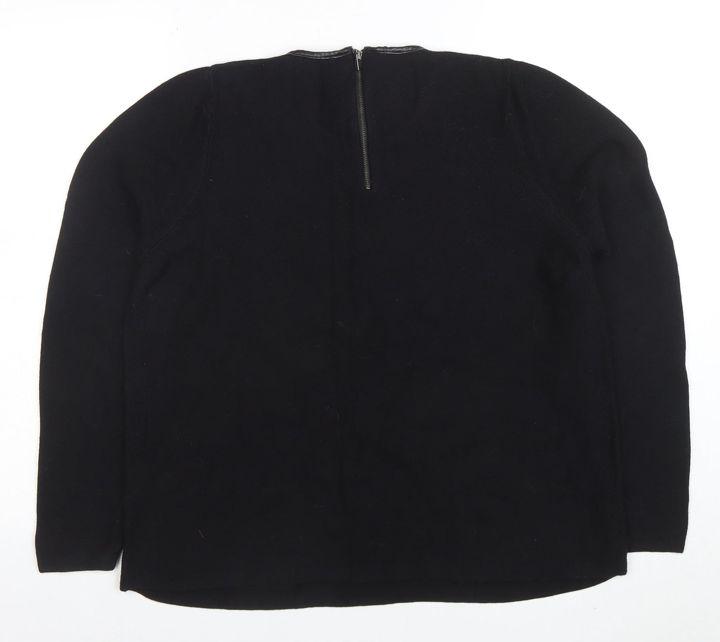 Marks and Spencer Women’s Black Crew Neck Wool Blend Zip Back Jumper Size 18