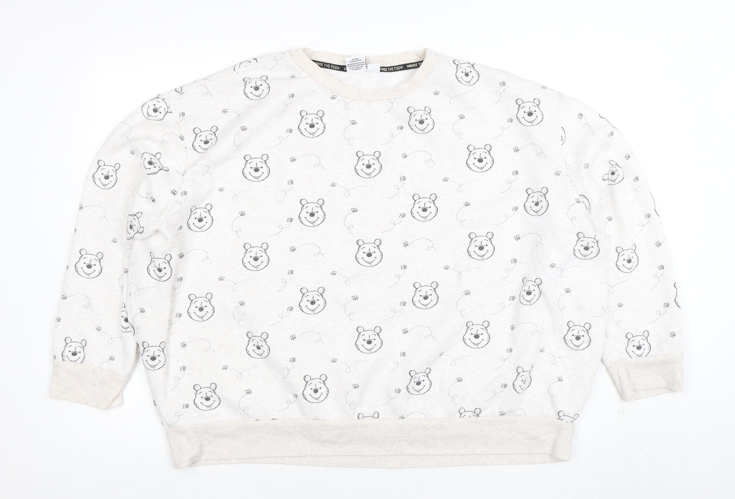Disney Womens Beige Winnie the Pooh Pullover Sweatshirt 2XL