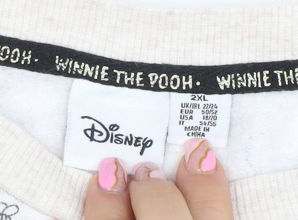 Disney Womens Beige Winnie the Pooh Pullover Sweatshirt 2XL