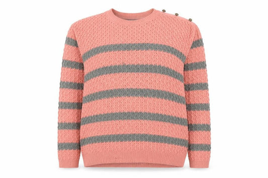 Next Women’s Pink Striped Acrylic Crew Neck Jumper Size 14