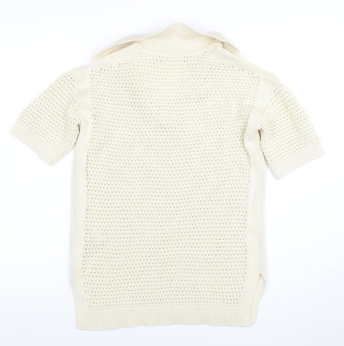 Marks and Spencer Women’s Ivory Open-Knit Cotton V-Neck Jumper XS