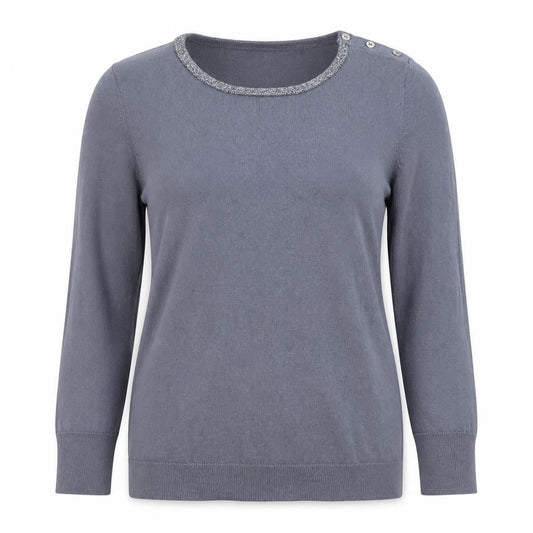 The White Company Women Grey Merino Wool Crew Neck Jumper Medium
