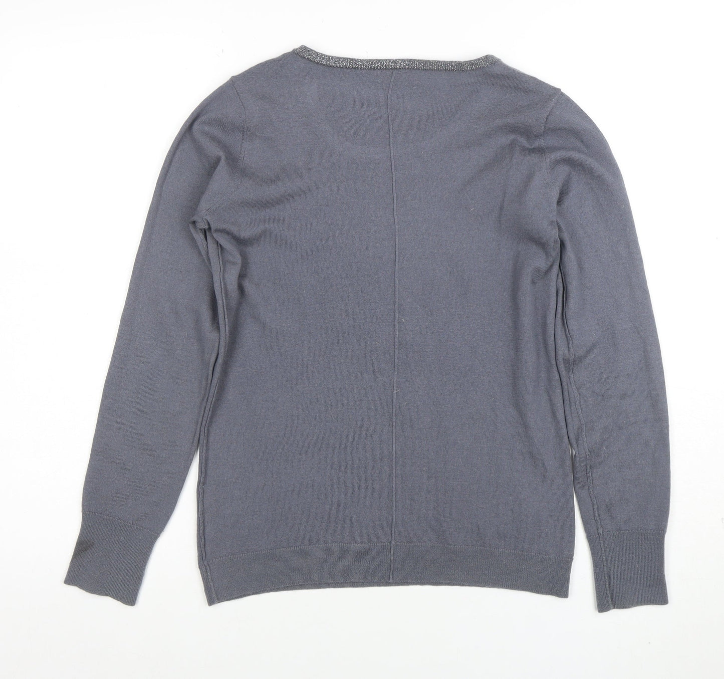 The White Company Women Grey Merino Wool Crew Neck Jumper Medium