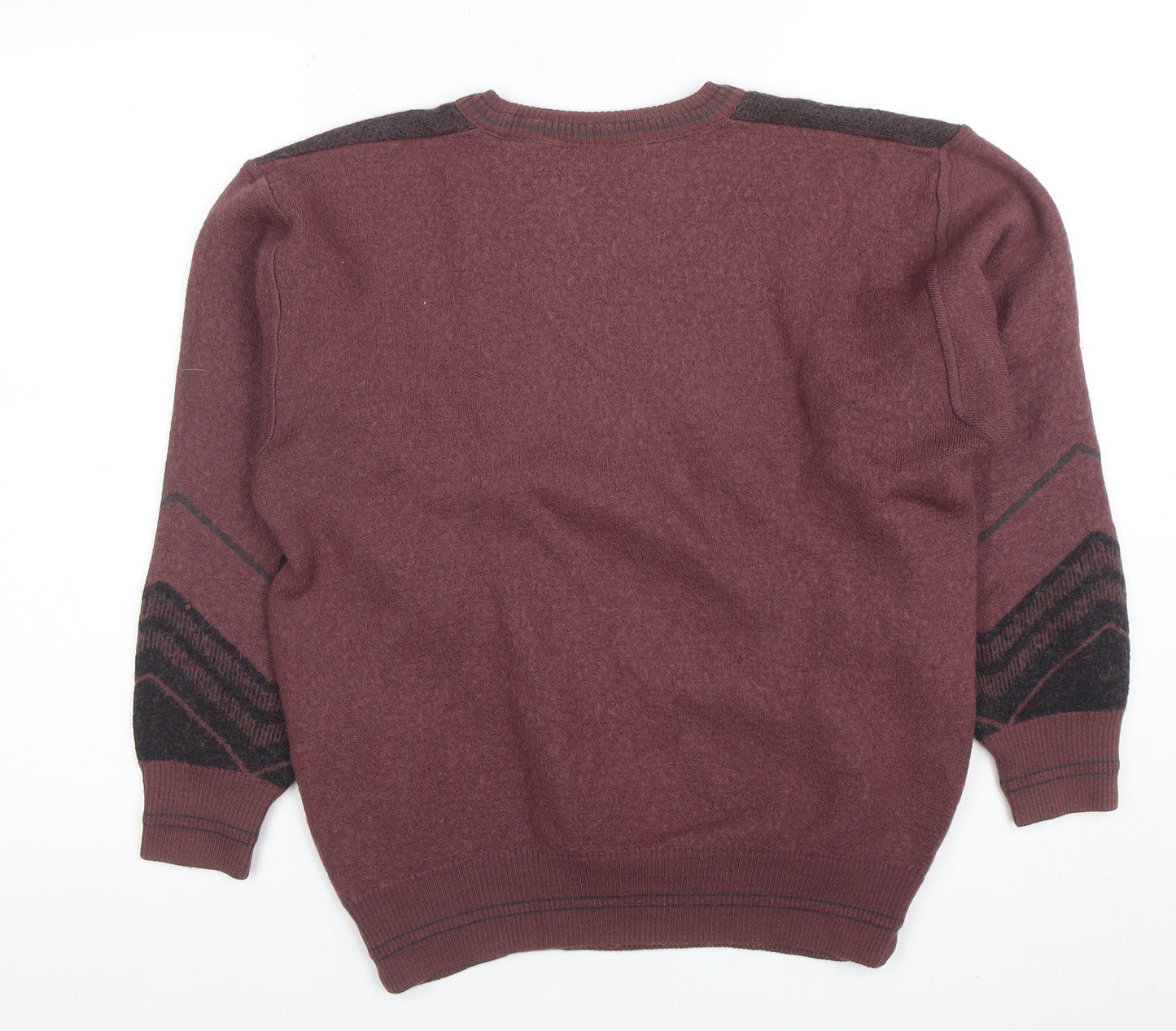 Pierre Sangan Womens Burgundy Wool Blend Crew Neck Pullover Jumper Size L