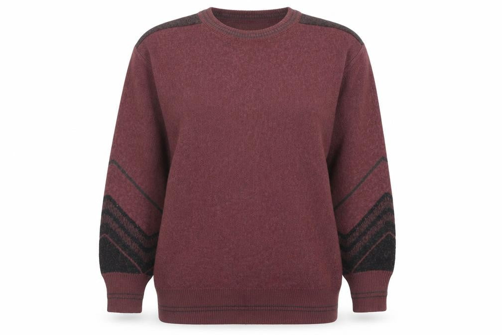 Pierre Sangan Womens Burgundy Wool Blend Crew Neck Pullover Jumper Size L