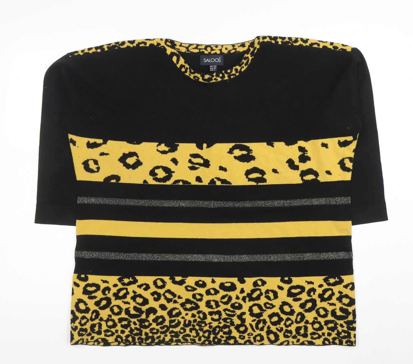 Saloos Women’s Multicoloured Leopard Stripe 3/4 Sleeve Jumper Size 16