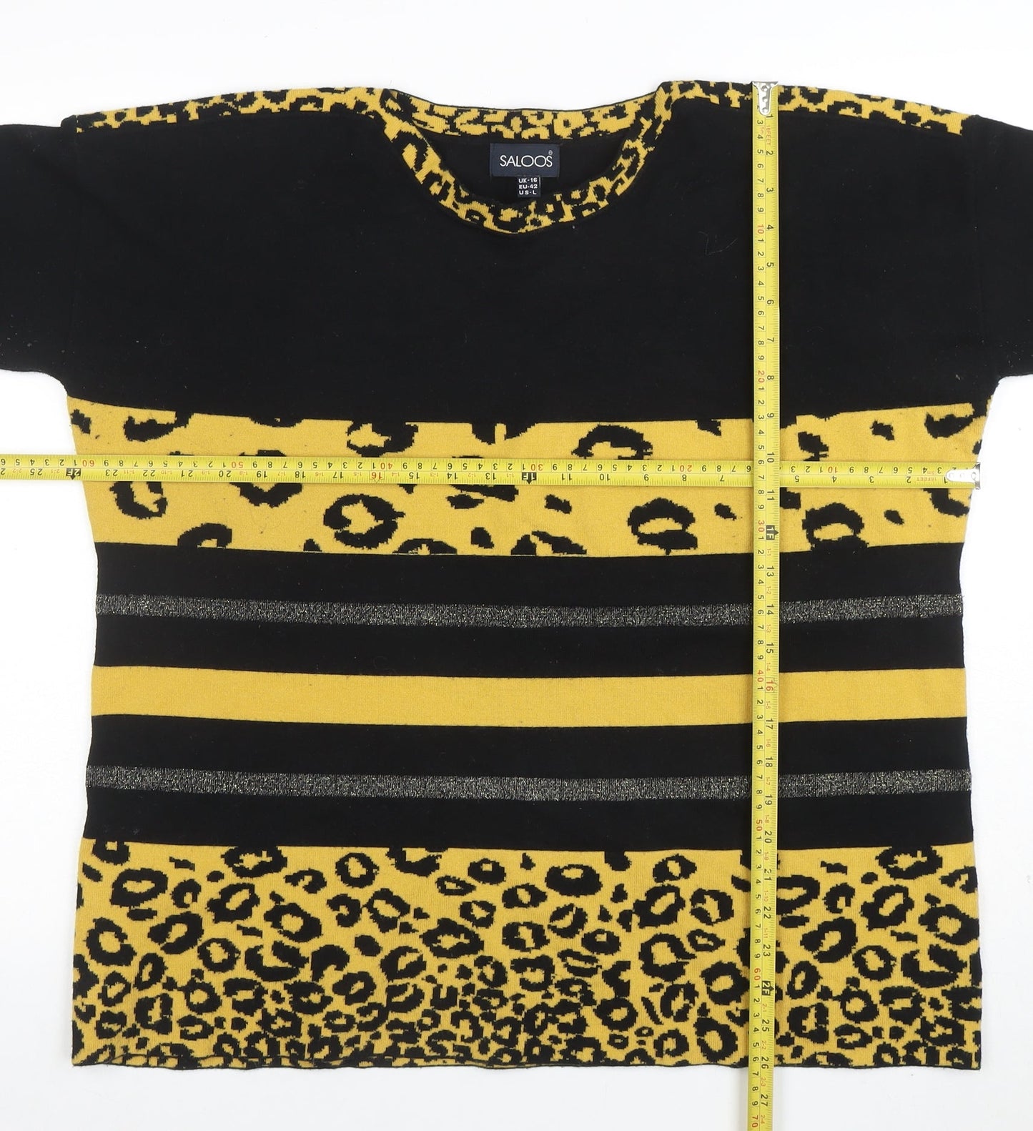 Saloos Women’s Multicoloured Leopard Stripe 3/4 Sleeve Jumper Size 16