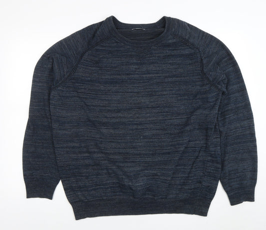 EASY Men's Blue XL Cotton Blend Crew Neck Pullover Jumper