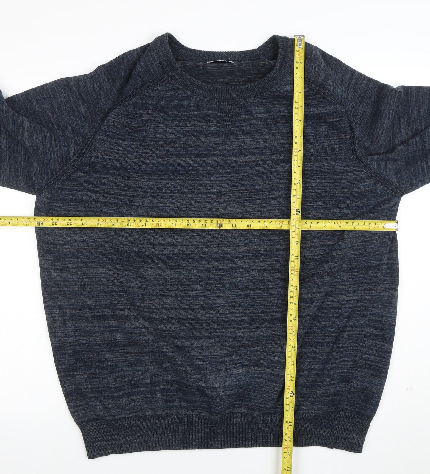 EASY Men's Blue XL Cotton Blend Crew Neck Pullover Jumper
